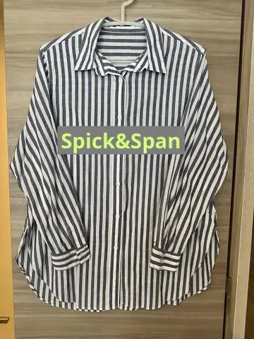 Spick & Span 코튼 린넨 스트라이프 긴팔 셔츠