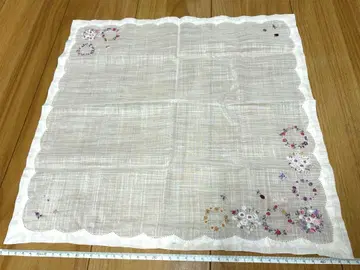 wako 고급 자수 손수건 꽃