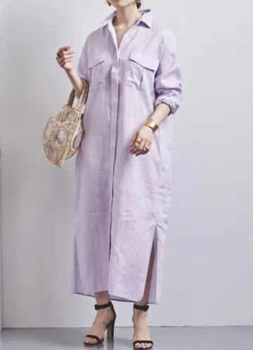 새상품급 UNITED ARROWS UBCB 린넨 셔츠 원피스 라벤더