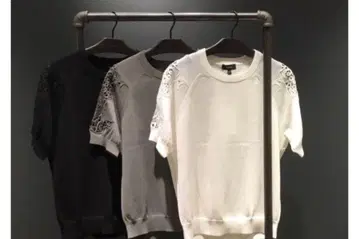 Theory Icy Cotton Lace Combo PO 반팔 니트 블랙