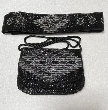 쇼와 레트로 비즈 백 벨트 숄더백 파티
