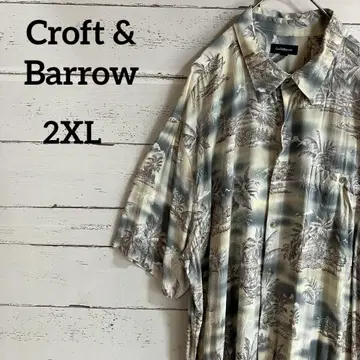 Croft&Barrow 하와이안 야자수 프린트 반팔 셔츠 레이온 100%