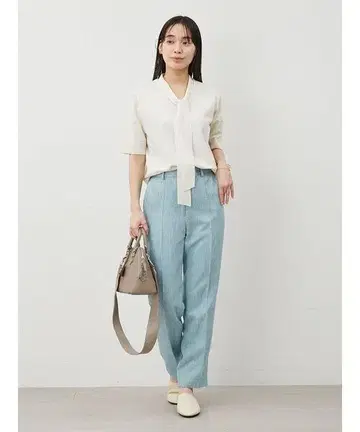 Mila Owen 뒷면 밴딩 린넨 테이퍼드 팬츠