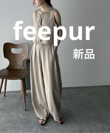 feepur 팬츠 와이드 썸머 트위드 투 턱 커브 슬랙스