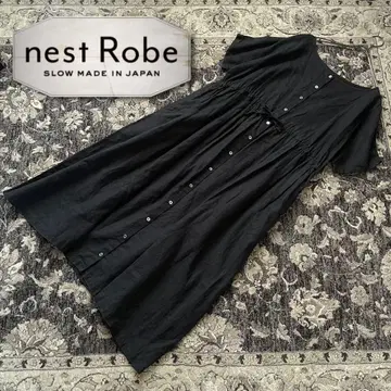 nest Robe 네스트로브 린넨 개더 절개 원피스 반팔 프론트 오픈
