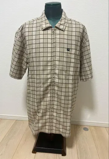 새상품급 XL PIKO 올드 피코 반팔 셔츠 체크 무늬 풀 집업 90년대