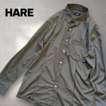 HARE 올리브 그린 파이핑 긴팔 셔츠 S