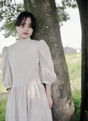 foufou 하이넥 개더 드레스