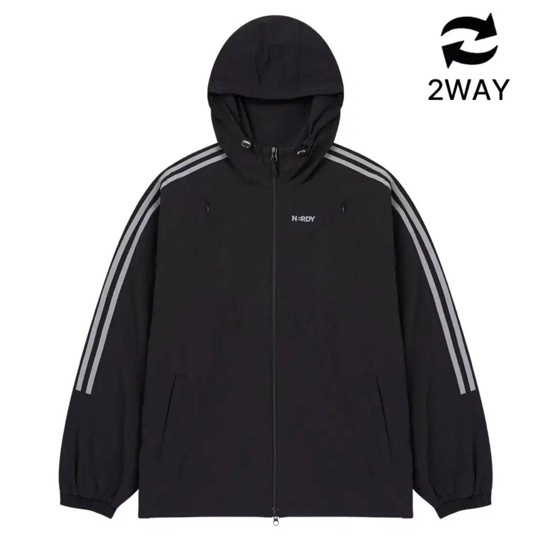 ☆NERDY☆ Line Windbreaker Black NERDY | 널디 Nerdy Windbreaker Black L with Tags on Bunjang