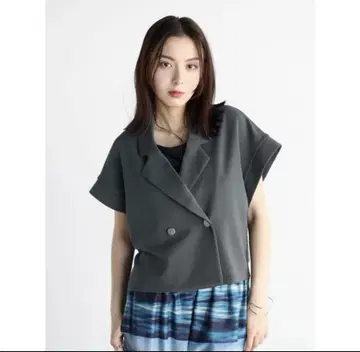 프렌치 슬리브 테일러드 자켓 (차콜 그레이)