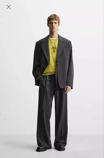 ZARA 플리츠 수트 팬츠 슬랙스 그레이 마르