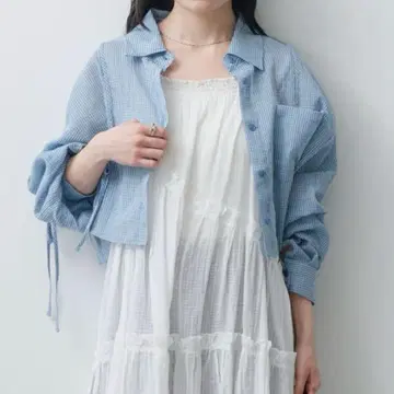 Kastane 체크 개더 셔츠 S