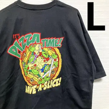 새상품 뮤턴트 터틀즈 TMNT 반팔 티셔츠 피자 L 검정 블랙