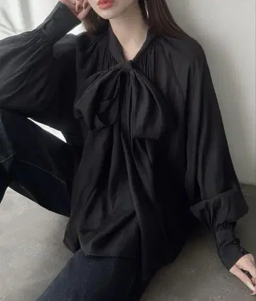 meiru 2way 시어 보타이 리본 블라우스
