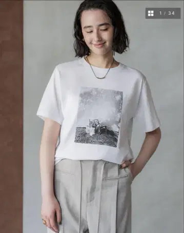 crewre 사진 프린트 티셔츠 (komorebi) 사이즈 2