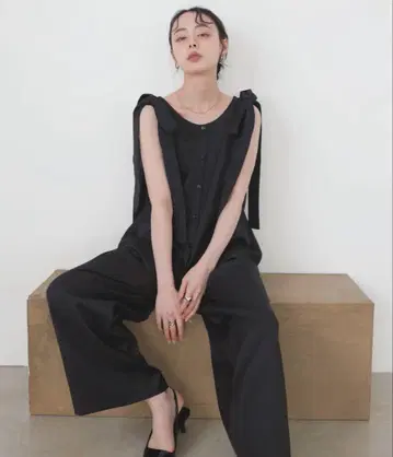 LIAN 2WAY 숄더 리본 탑 블랙