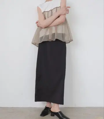 LIAN 린넨 터치 내로우 스커트 블랙