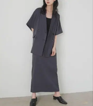LIAN 린넨 터치 내로우 스커트 차콜