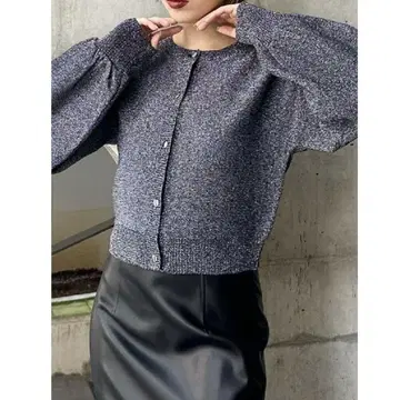 택 포함 새상품 MURUA 다크 그레이 라메 믹스 가디건 F