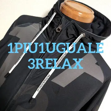 ej12 1PIU1UGUALE3RELAX 블랙 후드티 올 패턴 남성용 S