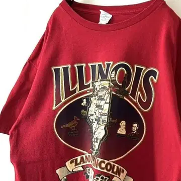 델타 일리노이 ILLINOIS 티셔츠 L 레드 빨간색 구제 의류