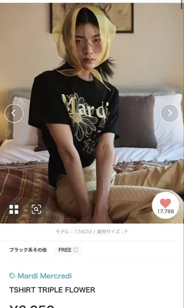Mardi Mercredi 꽃무늬 프린트 블랙 티셔츠 반팔