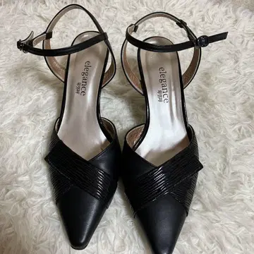 elegance 히메코 블랙 크로스 스트랩 샌들 24cm