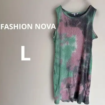 FASHION NOVA 리브 니트 다이타이 패턴 슬리브리스 튜닉 [L]