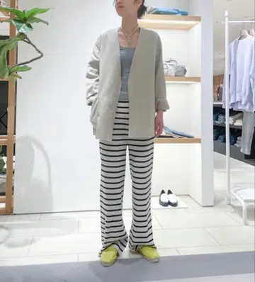 GALERIE VIE 갤러리 비 기자 코튼 리브 스트레이트 팬츠