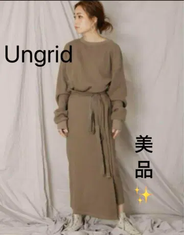 ungrid 와플 레이어드 디자인 롱 원피스 FREE 카키 면