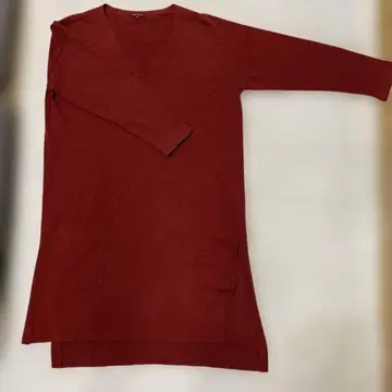 AMACA 삼양상회 버건디 V넥 7부 소매 튜닉 38