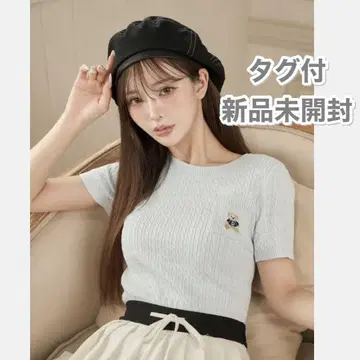 Darich 다리치 D 베어 케이블 니트 탑 SAX 곰 스카이블루