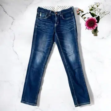 SOMETHING 스트레이트 데님 인디고 블루 스트레치 일본제 M상