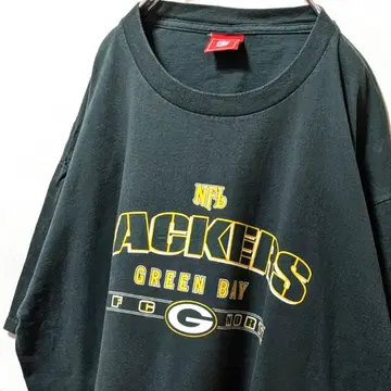 NFL 그린베이 패커스 로고 티셔츠 그린 그린 구제 의류 레어