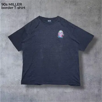 90sMILLERUSA제 흑먹색 보더 티셔츠 그레이 블랙 싱글 스티치