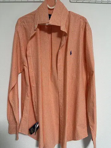 Ralph Lauren 오렌지 깅엄 체크 셔츠 L