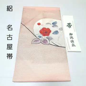 새상품 순수 실크 명주 나고야 오비 연한 핑크 여름 오비