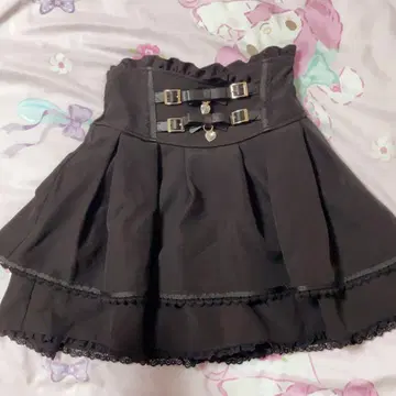 LIZLISA 2줄 리본 벨트 치마바지 블랙