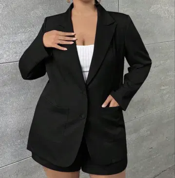 블랙 테일러드 자켓 플러스 사이즈