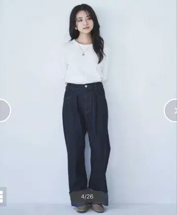 롤업 와이드 데님 팬츠 작은 키 mil