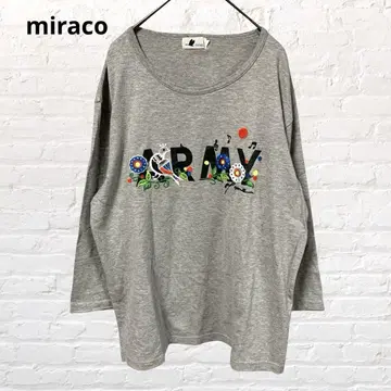 9727 miraco 미라코 긴팔 티셔츠 자수 로고 그레이 M