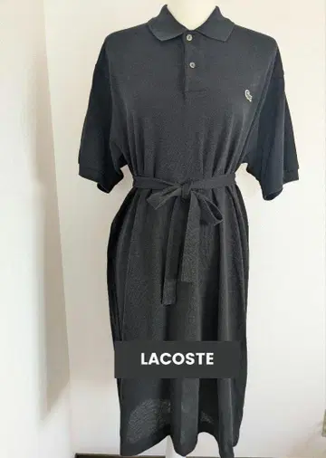 LACOSTE 사슴 무늬 맥시 길이 드레스 (블랙)