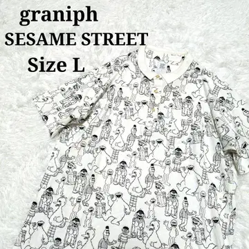graniph 그라니프 세서미 스트릿 피케 셔츠 올 패턴 L 화이트 반팔