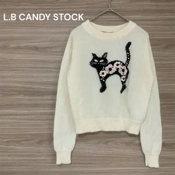 L.B CANDY STOCK [F] 아이보리 세타 고양이 비쥬 울 혼방