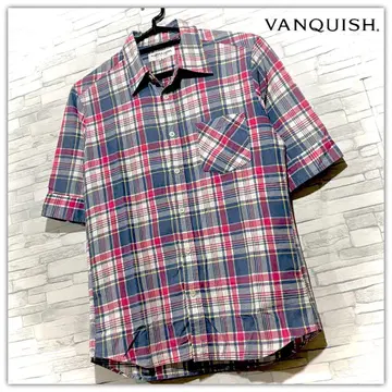 VANQUISH 반소매 체크 셔츠 사이즈 S 일본제