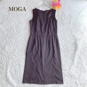 MOGA 모가 [S] 슬리브리스 원피스 경사 블랙 실크