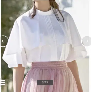 RUIRUE BOUTIQE 핀턱 케이프 스탠드 카라 블라우스 화이트 L