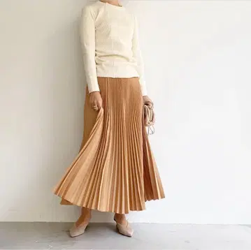 cen. 센 플리츠 스커트 카멜 36 미들