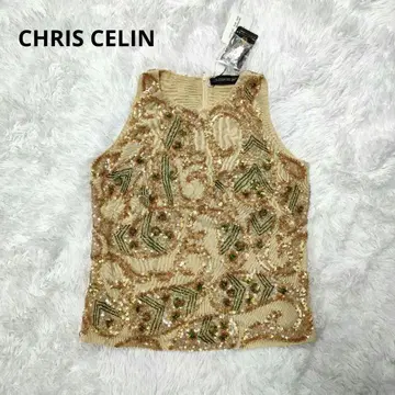 CHRIS CELIN 크리스 셀린 비즈 자수 상의 슬리브리스