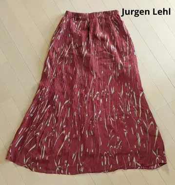 요건 레일 Jurgen Lehl 플리츠 재단 턱 올 패턴 롱 스커트
